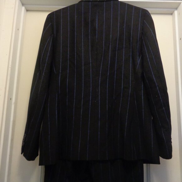 SUITING LADIES BLACK & BLUE WOOLY BLEND LIZ CLAIBORNE SUIT 6 - Picture 3 of 16